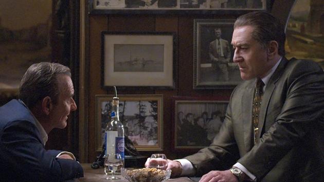 This image released by Netflix shows Joe Pesci, left, and Robert De Niro in a scene from The Irishman.(AP)