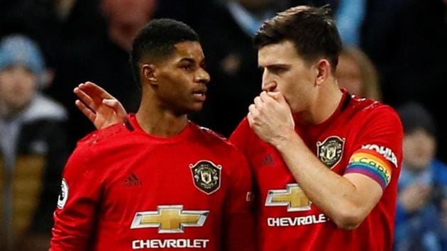 Manchester United's Harry Maguire (R) with Marcus Rashford.(Action Images via Reuters)