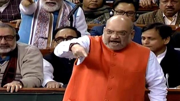 Union Home Minister Amit Shah speaks in the Lok Sabha during the winter session of Parliament in New Delhi on Dec 9, 2019. (ANI Photo/LSTV Grab)