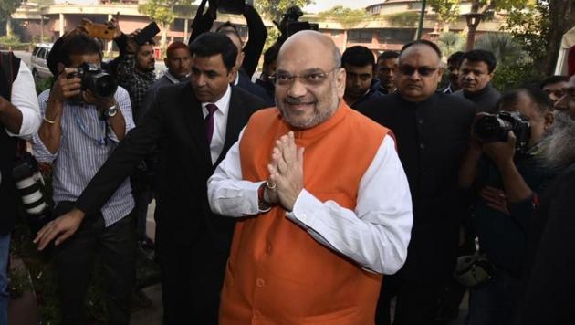 For a decision on releasing detained political leaders, including three former chief ministers, Home Minister Amit Shah said this was a decision to be taken by the local administration.(Sanjeev Verma/HT Photo)