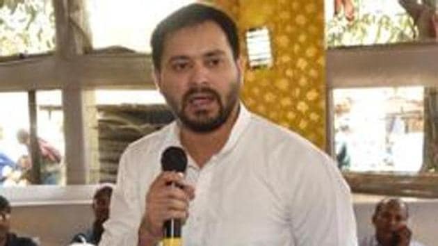 RJD leader Tejashwi Yadav was speaking at the open session of the RJD’s national council meet in Patna. (HT Photo) RJD leader Tejashwi Yadav was speaking at the open session of the RJD’s national council meet in Patna. (HT Photo)