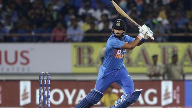 India's Shreyas Iyer plays a shot during the second Twenty20 international cricket match against Bangladesh in Rajkot, India. (AP) India's Shreyas Iyer plays a shot during the second Twenty20 international cricket match against Bangladesh in Rajkot, India. (AP)