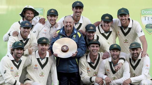 Australia celebrates their series win over Pakistan.(AP)