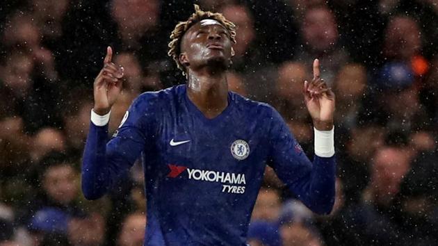 Chelsea's Tammy Abraham celebrates scoring their first goal.(REUTERS)