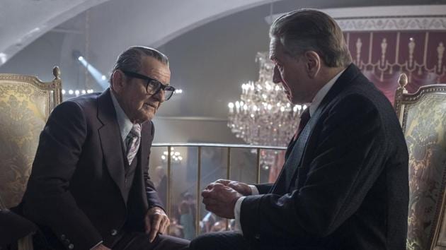 This image released by Netflix shows Joe Pesci, left, and Robert De Niro in a scene from The Irishman.(AP) This image released by Netflix shows Joe Pesci, left, and Robert De Niro in a scene from The Irishman.(AP)