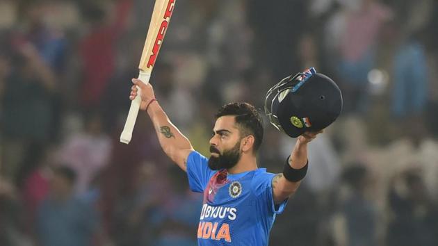 India's Virat Kohli celebrates.(PTI)