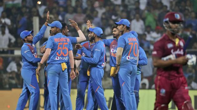 Indian cricketers celebrate. (AP) Indian cricketers celebrate. (AP)