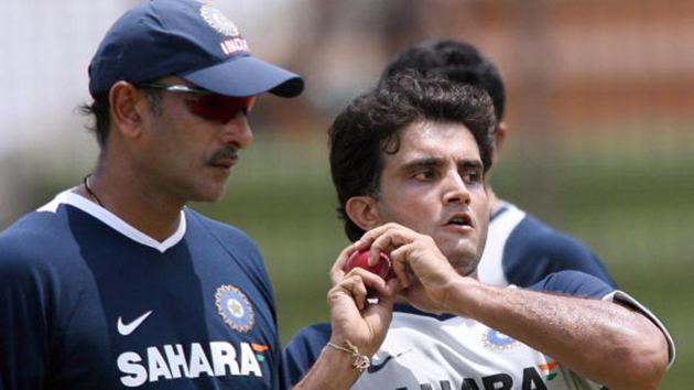 A file photo of Ravi Shastri (L) and Sourav Ganguly.(AFP/Getty Images)