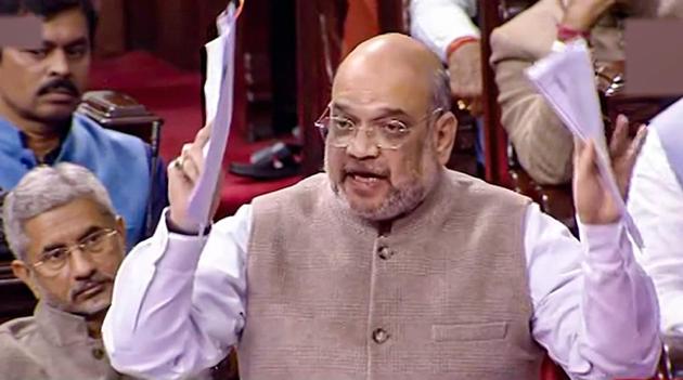 Union Home Minister Amit Shah speaks in the Rajya Sabha during the Winter Session of Parliament, in New Delhi, on Wednesday. (PTI Photo) Union Home Minister Amit Shah speaks in the Rajya Sabha during the Winter Session of Parliament, in New Delhi, on Wednesday. (PTI Photo)