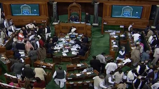 Screengrab of the Lok Sabha during the ongoing Winter Session of Parliament. (PTI) Screengrab of the Lok Sabha during the ongoing Winter Session of Parliament. (PTI)