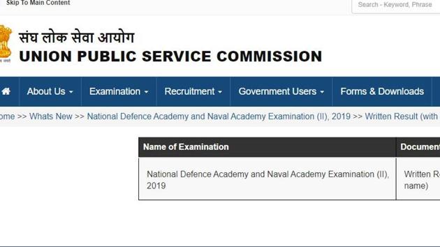 UPSC NDA and NA (II) result 2019. (Screengrab) UPSC NDA and NA (II) result 2019. (Screengrab)