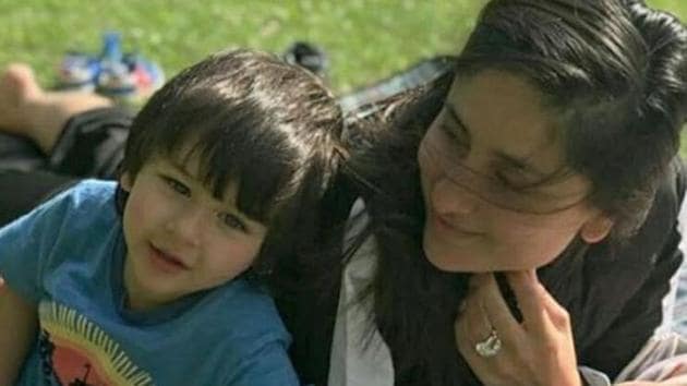 Kareena Kapoor and Taimur Ali Khan chill at a picnic.