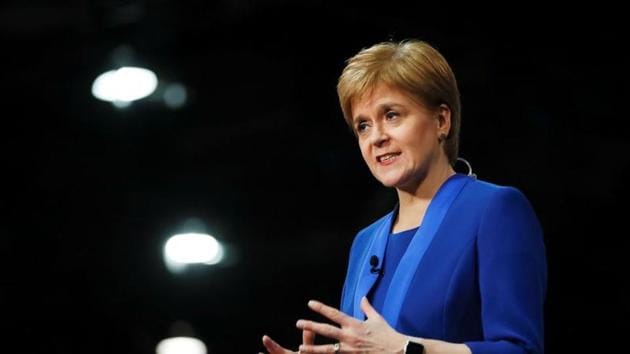 Scottish National Party leader Nicola Sturgeon speaks at a counting centre for Britain's general election in Glasgow, Britain. (REUTERS) Scottish National Party leader Nicola Sturgeon speaks at a counting centre for Britain's general election in Glasgow, Britain. (REUTERS)