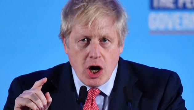 Britain's Prime Minister Boris Johnson speaks during a Conservative Party event following the results of the general election in London, Britain, December 13, 2019.(Reuters photo)