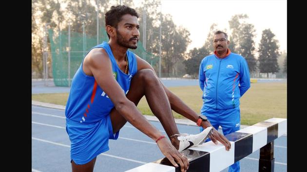 Sable set a new steeplechase national record at the 2018 Open Nationals in Bhubaneswar in September with a timing of 8:29.80s, erasing Gopal Saini’s 1981 mark. He has since re-written that record three more times; it now stands at 8:21.37s, which he ran in the final of the Doha World Championships in October to book his ticket to Tokyo. (Bharat Bhushan / HT Photo)