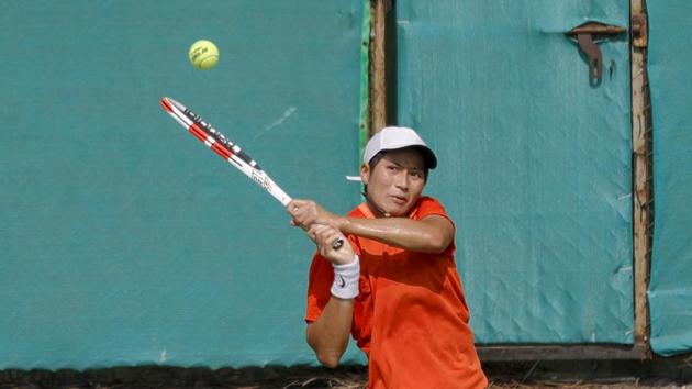 Peangtarn Phipuech from Thailand in action during NECC ITF women’s tennis tournament at Deccan Gymkhana. (Milind Saurkar/HT Photo) Peangtarn Phipuech from Thailand in action during NECC ITF women’s tennis tournament at Deccan Gymkhana. (Milind Saurkar/HT Photo)
