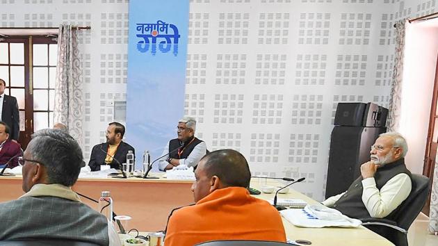 Prime Minister Narendra Modi attends the Ganga Council Meeting, in Kanpur. (PTI) Prime Minister Narendra Modi attends the Ganga Council Meeting, in Kanpur. (PTI)