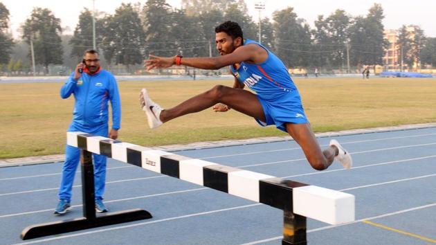 Athlete Avinash Sable during his training session at NIS in Patiala. “Working hard is in my blood,” Sable says. “Whatever memories I have of my childhood, most of it is seeing my parents’ struggles to feed me and my brother every night.” (Bharat Bhushan / HT Photo)