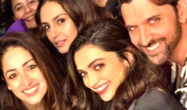 Yami Gautam, Huma Qureshi, Deepika Padukone and Hrithik Roshan at Rohini Iyer’s party.