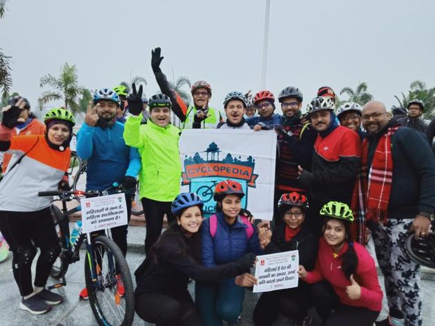 A group of 50 cyclists rode through the streets of Lucknow on the eve of the seventh anniversary of the December 16 gang rape and murder in Delhi. They spread the message of there being a need for greater awareness on the issue of women’s safety.(HT) A group of 50 cyclists rode through the streets of Lucknow on the eve of the seventh anniversary of the December 16 gang rape and murder in Delhi. They spread the message of there being a need for greater awareness on the issue of women’s safety.(HT)