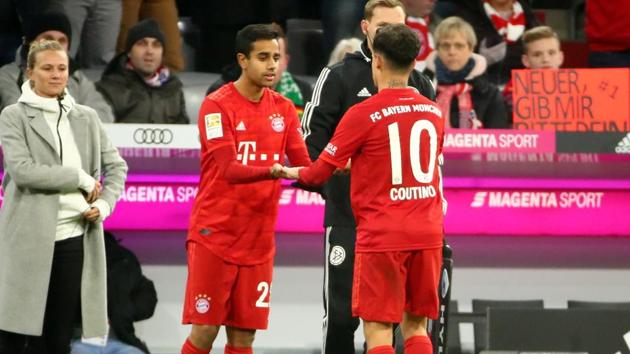 Bayern Munich's Sarpreet Singh comes on as a substitute to replace Philippe Coutinho.(REUTERS) Bayern Munich's Sarpreet Singh comes on as a substitute to replace Philippe Coutinho.(REUTERS)