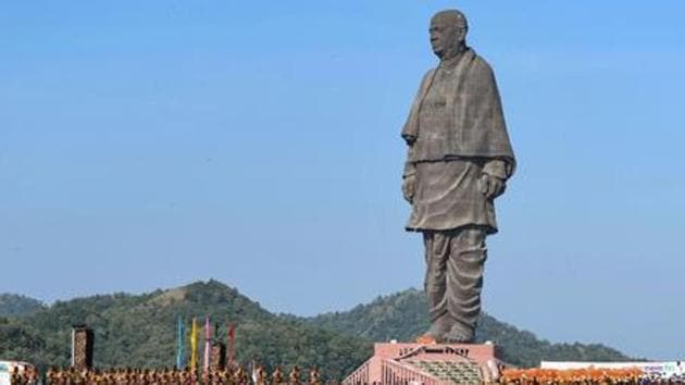 The Statue of Unity at Gujarat’s Kevadia is a 182-m tall statue of India’s first home minister Sardar Vallabhbhai Patel .(PTI)