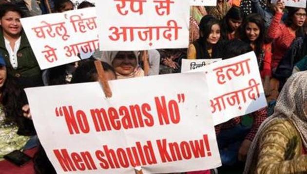 Demonstraters at a protest against rape cases in New Delhi. (Sonu Mehta/HT Photo) Demonstraters at a protest against rape cases in New Delhi. (Sonu Mehta/HT Photo)