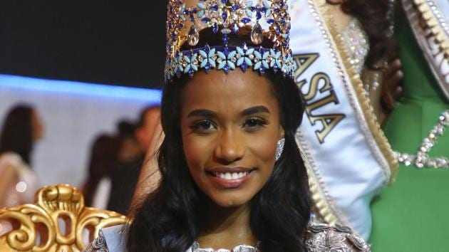 London: Winner of Miss World 2019, Toni-Ann Singh of Jamaica, front centre, poses for photographers at the 69th annual Miss World competition at the Excel centre in London Saturday, Dec 14, 2019, as 120 national representatives from around the world compete for the famous blue crown. Reigning Miss World, Vanessa Ponce de Leon from Mexico crowned her successor. AP/PTI Photo (AP12_15_2019_000013B) (AP)
