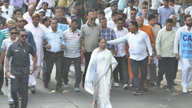 Mamata Banerjee declared that her party will continue its protest until the Citizenship Amendment Act and NRC are withdrawn. (Photo: Samir Jana/HT) Mamata Banerjee declared that her party will continue its protest until the Citizenship Amendment Act and NRC are withdrawn. (Photo: Samir Jana/HT)