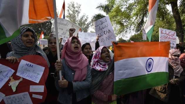 A protest by students against the amended Citizenship Act in New Delhi, Dec 15, 2019. (Sanjeev Verma / HT Photo) A protest by students against the amended Citizenship Act in New Delhi, Dec 15, 2019. (Sanjeev Verma / HT Photo)