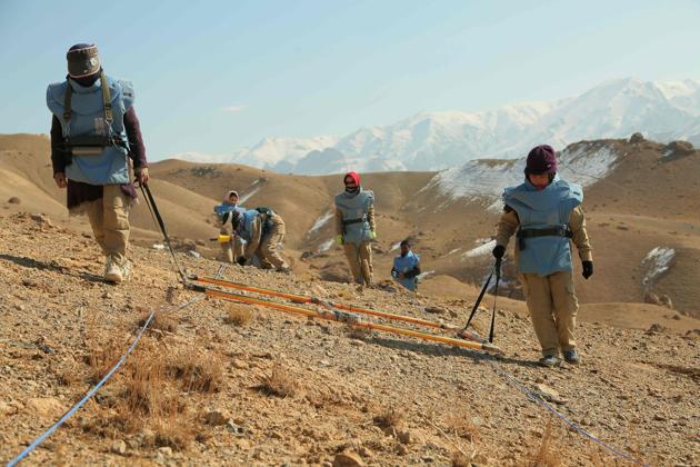Bamiyan will soon be the first of the 34 provinces in Afghanistan where all known contaminated areas have been cleared. The DDG found 26 explosive devices just in the area around Ahangaran. “We explored the area with information from the people, finding locals who had fought up there,” Noor said. (AFP) Bamiyan will soon be the first of the 34 provinces in Afghanistan where all known contaminated areas have been cleared. The DDG found 26 explosive devices just in the area around Ahangaran. “We explored the area with information from the people, finding locals who had fought up there,” Noor said. (AFP)