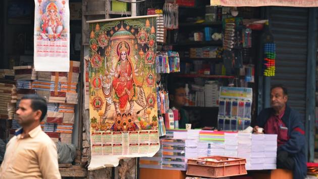 In the 1940s and 60s, artists such as SM Pandit, K Madhavan, Raghuvir Mulgaonkar, BG Sharma made their mark; P.Sardar, JP Singhal, Indra Sharma, Yogendra Rastogi, were among the most sought after in the 1970 and 80s. Many calendar artists — working outside the mainstream art scene — started their own studios: Studio SM Pandit and Mukgaonkar Art Studio in Mumbai, Rangroop in Delhi— where they collaborated with fellow artists. (Raj K Raj / HT Photo)