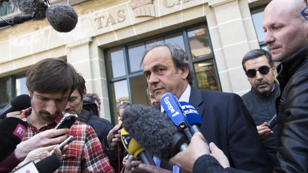 UEFA President Michel Platini leaves the international Court of Arbitration for Sport, CAS, after a hearing in Lausanne, Switzerland.(AP)