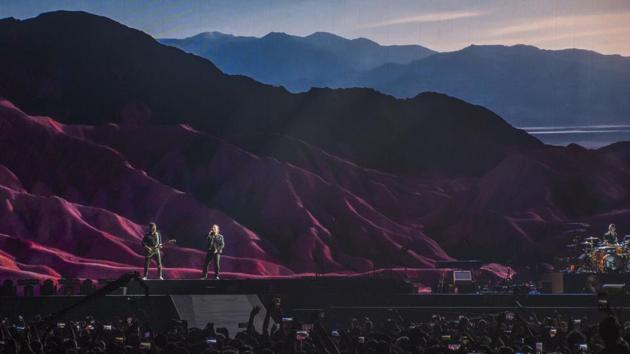 Mumbai, India - Dec. 15, 2019: Irish rock band U2 performs at D.Y.Patil Stadium,Nerul in Mumbai, India, on Sunday, December 15, 2019. (Photo by Pratik Chorge/Hindustan Times) (Pratik Chorge/HT Photo) Mumbai, India - Dec. 15, 2019: Irish rock band U2 performs at D.Y.Patil Stadium,Nerul in Mumbai, India, on Sunday, December 15, 2019. (Photo by Pratik Chorge/Hindustan Times) (Pratik Chorge/HT Photo)