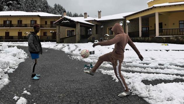 “We wake up, we watch TV and we go back to sleep. This is no way to live,” says 20-year-old former footballer Mabika Zordel, also from DR Congo. Nuredin Intze, a 38-year-old from Somalia, agrees that “things were better” in a similarly overcrowded camp on the Greek Aegean island of Leros. The Africans’ plight is part of a broader conundrum facing Greece’s beleaguered migration authorities. (Sakis Mitrolidis / AFP) “We wake up, we watch TV and we go back to sleep. This is no way to live,” says 20-year-old former footballer Mabika Zordel, also from DR Congo. Nuredin Intze, a 38-year-old from Somalia, agrees that “things were better” in a similarly overcrowded camp on the Greek Aegean island of Leros. The Africans’ plight is part of a broader conundrum facing Greece’s beleaguered migration authorities. (Sakis Mitrolidis / AFP)