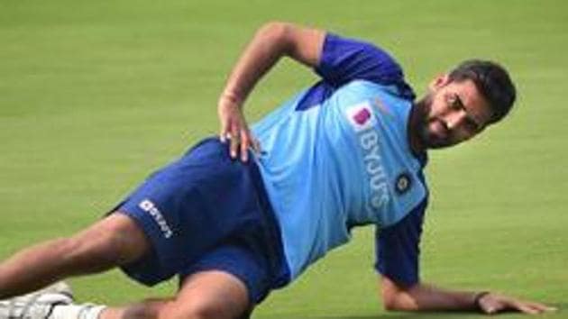 India's Bhuvneshwar Kumar warms-up during a practice session ahead of the first T20 match against West Indies at Rajiv Gandhi International stadium in Hyderabad, Thursday, Dec. 5, 2019. (PTI) India's Bhuvneshwar Kumar warms-up during a practice session ahead of the first T20 match against West Indies at Rajiv Gandhi International stadium in Hyderabad, Thursday, Dec. 5, 2019. (PTI)