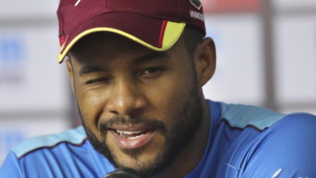 West Indies' Shai Hope speaks during a press conference(AP)
