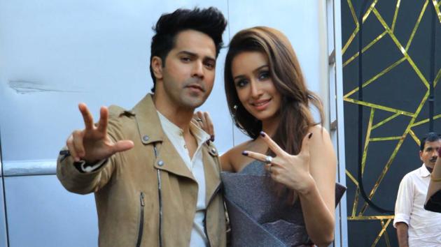 Varun Dhawan and Shraddha Kapoor promoting their upcoming film Street Dancer 3D on Tuesday.(Varinder Chawla)