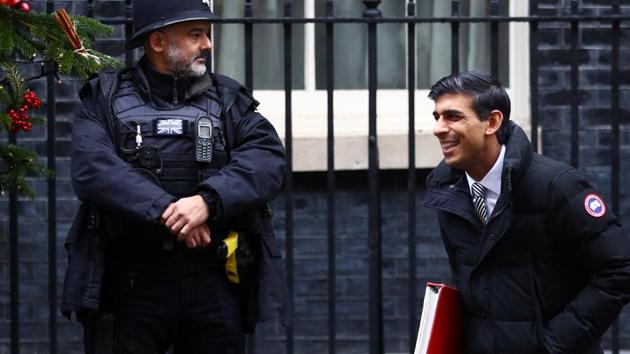 Britain's Chief Secretary to the Treasury Rishi Sunak leaves 10 Downing Street in London, Britain, December 17, 2019.(REUTERS)