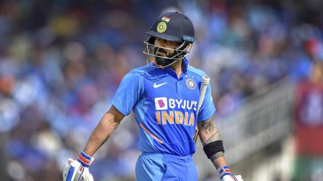 Indian captain Virat Kohli gestures as he returns to the pavilion after being dismissed during the first One-Day International (ODI) cricket match against West Indies, at MAC Stadium in Chennai, Sunday, Dec. 15, 2019. (PTI) Indian captain Virat Kohli gestures as he returns to the pavilion after being dismissed during the first One-Day International (ODI) cricket match against West Indies, at MAC Stadium in Chennai, Sunday, Dec. 15, 2019. (PTI)