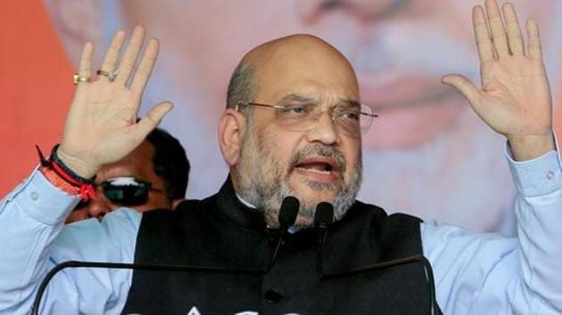 On Monday, speaking at an election rally in Jharkhand, Shah said the construction of a “sky-high” temple at Auodhya would begin in the next four months.(PTI)