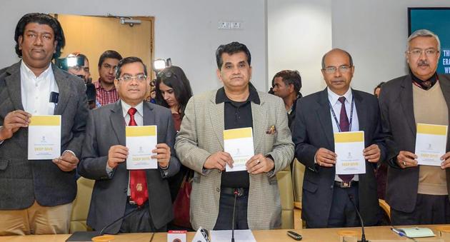 NITI Aayog CEO Amitabh Kant along with others releases the second Delta ranking under the Aspirational Districts Programme, in New Delhi, Thursday, December 27, 2018. (PTI FILE) NITI Aayog CEO Amitabh Kant along with others releases the second Delta ranking under the Aspirational Districts Programme, in New Delhi, Thursday, December 27, 2018. (PTI FILE)
