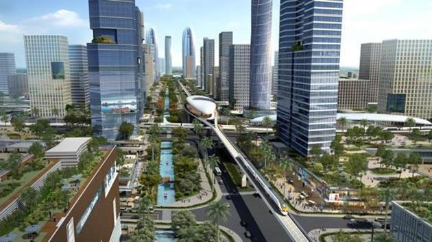 A computer-generated representative photo of Andhra Pradesh’s “world class” capital Amaravati (AP government/Apoorva Mishra/HT Archive) A computer-generated representative photo of Andhra Pradesh’s “world class” capital Amaravati (AP government/Apoorva Mishra/HT Archive)