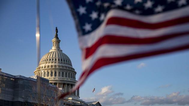 The House of Representatives is seen as senators continue to debate two Articles of Impeachment of President Donald Trump. The House began seven hours of debate on the two Articles on Wednesday morning before the planned vote later in the evening. Republicans claimed Trump was treated more unfairly than those tried as witches in the 17th century -- or even than Jesus Christ. (Samuel Corum / Getty Images / AFP)