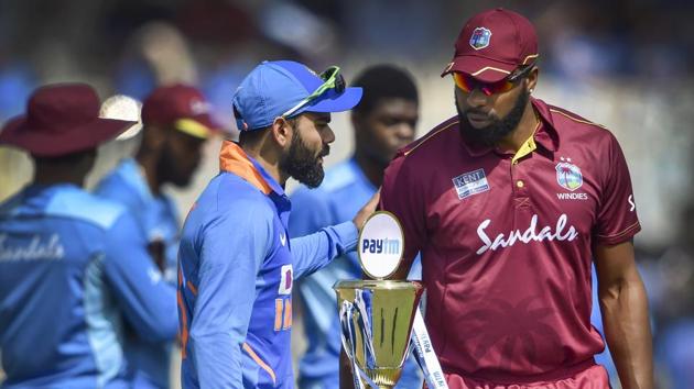 Indian captain Virat Kohli and West Indies captain Kieron Pollard. (PTI) Indian captain Virat Kohli and West Indies captain Kieron Pollard. (PTI)