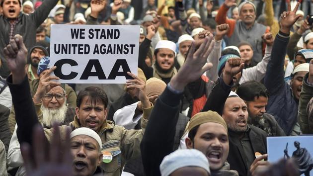 Protestors at the demonstration at Jamia Nagar. (PTI)