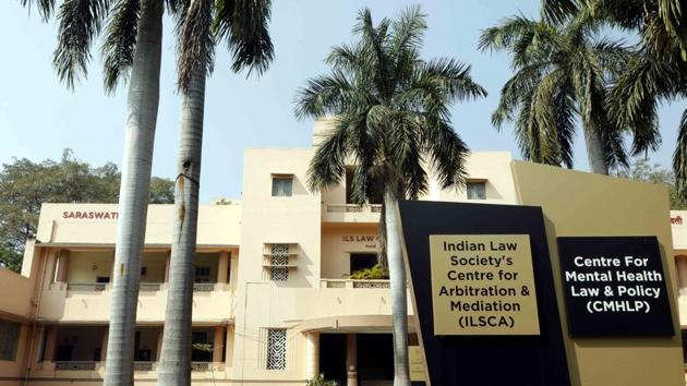 The new ILS Law college arbitration and mediation building. The centre will open on January 1.(Rahul Raut/HT PHOTO)