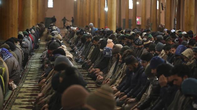 Kashmirs offer the first Friday prayers inside the Jamia Masjid mosque since Aug. 5 in Srinagar, Friday, Dec. 20, 2019. The Jamia Masjid was shut Aug. 5 as part of security lockdown after Centre stripped Kashmir of its semi-autonomous status. (AP) Kashmirs offer the first Friday prayers inside the Jamia Masjid mosque since Aug. 5 in Srinagar, Friday, Dec. 20, 2019. The Jamia Masjid was shut Aug. 5 as part of security lockdown after Centre stripped Kashmir of its semi-autonomous status. (AP)
