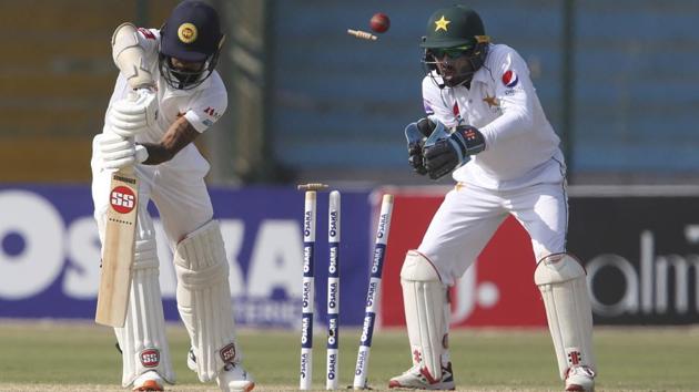 Sri Lankan batsman Niroshan Dickwella is clean bowled. (AP) Sri Lankan batsman Niroshan Dickwella is clean bowled. (AP)