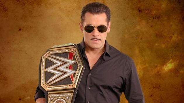 Salman Khan with his customised WWE title.(WWE)
